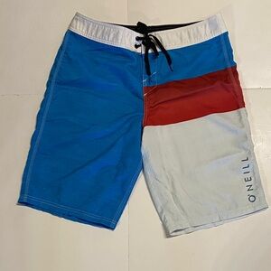 O'Neill Men's Tri-Color Board Shorts - size 32 Blue, Red, White